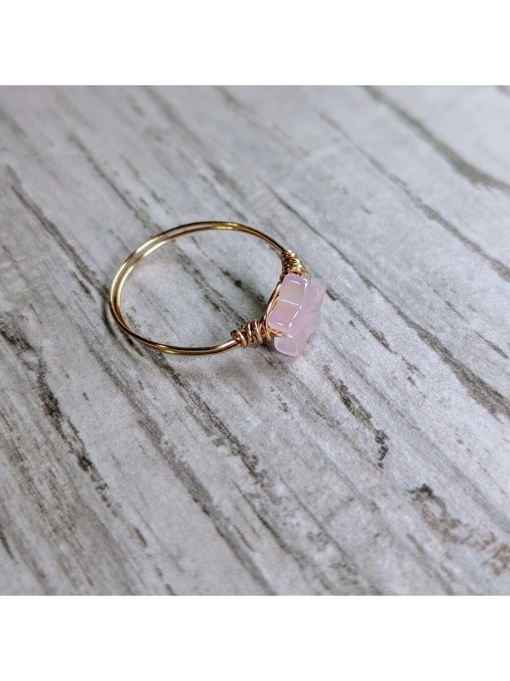 Rose Gold Star Ring with Pink Stone - Picture 3 of 5